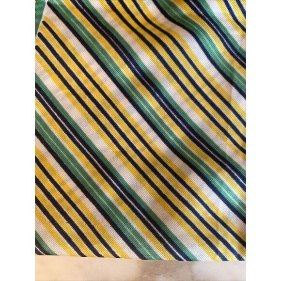 Vintage Green Yellow White Square Geometric Strip Mod Polyester Scarf - Picture 5 of 5